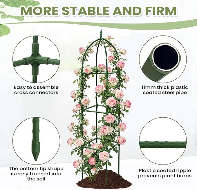 Garden Trellis - Adjustable Vertical Support Stake | Flowers Steel Frame Vertical Stand Frame Holder All Weather Climbing Frames for Vines Flowers Pea Bean Tomato Clematis Window Sill Balcony