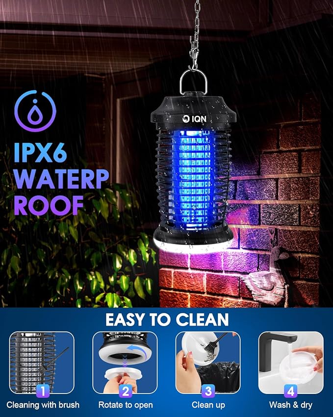 Outdoor Insect Killer Mosquito Killer Electric Fly Killer Insect Killer Mosquito Killer Fly Trap Indoor and Outdoor Flying Insect Killer 4200V ABS Plastic Shell (Black)