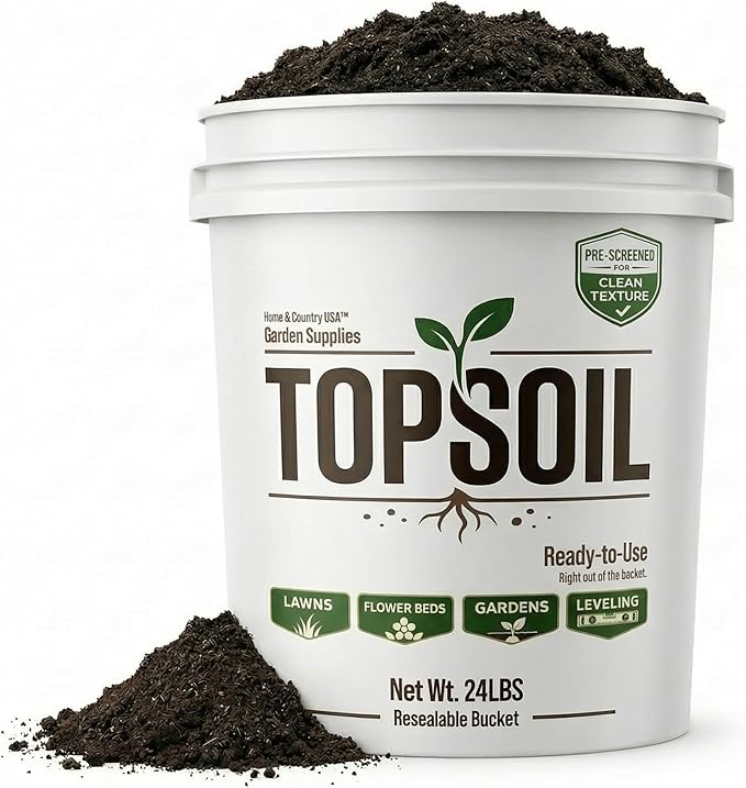 All Purpose Top Soil Pail Garden Potting Soil Indoor Plants Mix and Potting Soil Outdoor Plants Versatile Potting Mix for Flowers Vegetables Shrubs and Landscaping (24 lb)