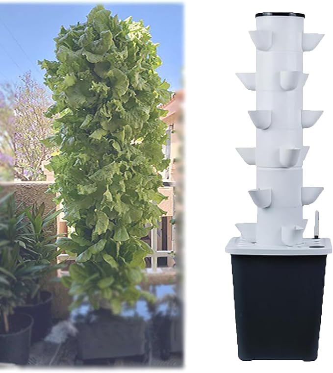 30 Holes Hydroponic Growing System KitHydroponics Tower GardenGarden Tower with Pump System 2/3/4/5/6 Layers Indoor Vertical Tower for Herbs Fruits and Vegetables (6 layers/30 Holes)