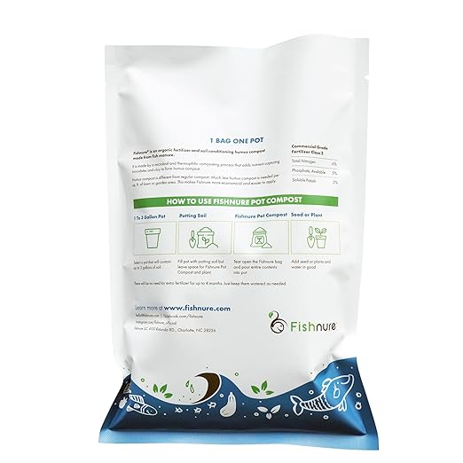 Fishnure - Humus Fish Compost Fertilizer for Indoor Plants Outdoor Houseplant Fertilizer Plant Food for Houseplants Gardener Gifts 1 lb Convenience Pack for 3-Gallon Pot