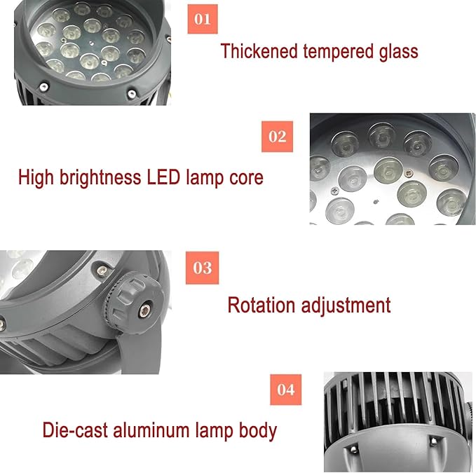 Landscape spotlights for Outdoor use Landscape Lights – LED spotlights AC 85-265V 180° Adjustable Bracket Ground Light Waterproof IP65 Ground Spotlight Yellow-3W