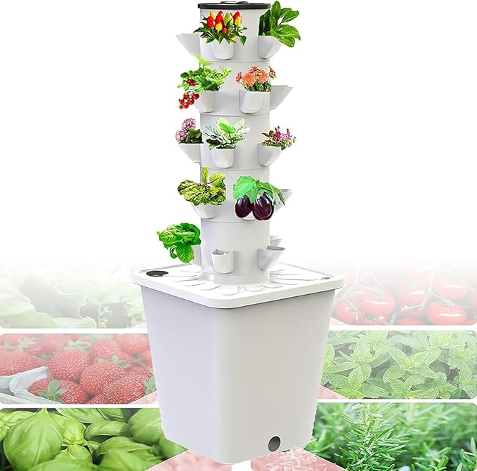 15/20/25/30hole - Plant Hydroponics Tower 3/4/5/6 Floors - Garden Hydroponic Growing Timer for Fruits and VegetablesWhite-20Hole//1pc
