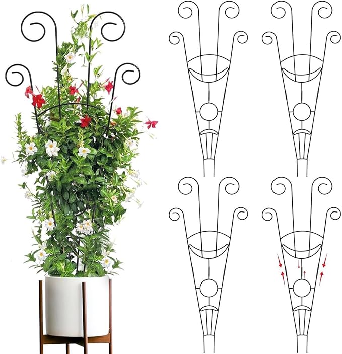 Plant Trellis Indoor Stackable Plant Trellis Climbing Plant Small Plant Climbing TrellisTrellis for Climbing Plants IndoorMetal Garden Trellis for Ivy Pothos Monstera Hoya Flower Vine (4PCS)