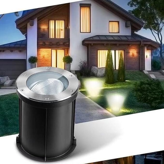 Ground COB Landscape Lights - Buried Lights AC 85-265V Adjustable Lighting Angle Outdoor Recessed LED Spotlight IP67 Waterproof Garden Patio Lawn LED Underground Light(Warm White Light10W)