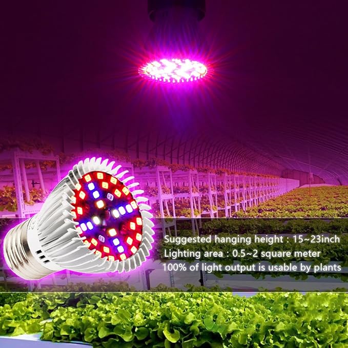Esbaybulbs 40W LED Grow Light Bulbs E26 4 Pack Full Spectrum Grow Lamp Red Plant Light for Hydroponics Greenhouse Indoor Plants