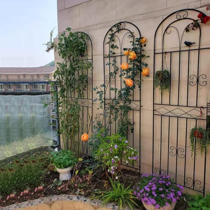 Garden Trellis for Climbing Plants 180cm 200cm. Rustproof Metal Garden Flower Trellis Cucumbers Support Plant Support Netting(200cm(79in)A)