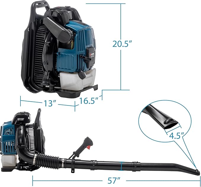 Backpack Leaf Blower Gas Powered Cordless Blower with Ergonomic Harness System 75.6cc 4 Cycle Engine 894 CFM 192MPH Cleaning Leaves Snow Debris and Dust for Lawn Garden Yard