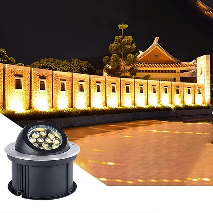 Adjustable LED Landscape Lights Recessed Outdoor Spotlight IP67 Waterproof for Palm Trees and Stone Walls Illumination