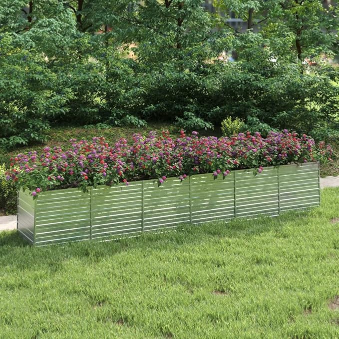 Garden Raised Bed Garden beds Outdoor Planter Boxes Outdoor Plant pots Suitable for Backyard Patios Flowers Restaurants 189x31.5x30.3 Galvanized Steel Silver