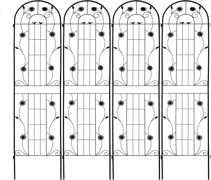 Metal Garden Trellis 86.7 x 19.7 Rustproof Trellis for Climbing Plants – Easy to Assemble Sturdy and Multi-Purpose Outdoor Flower Support(2 Pack-Black)