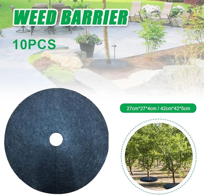10pcs Tree Protection Weed Mats for Ecological Control Cloth Mulch Ring Round Weed Barrier Plant Cover Outdoor Gardens (Color : 10 pcs 42x42x5)
