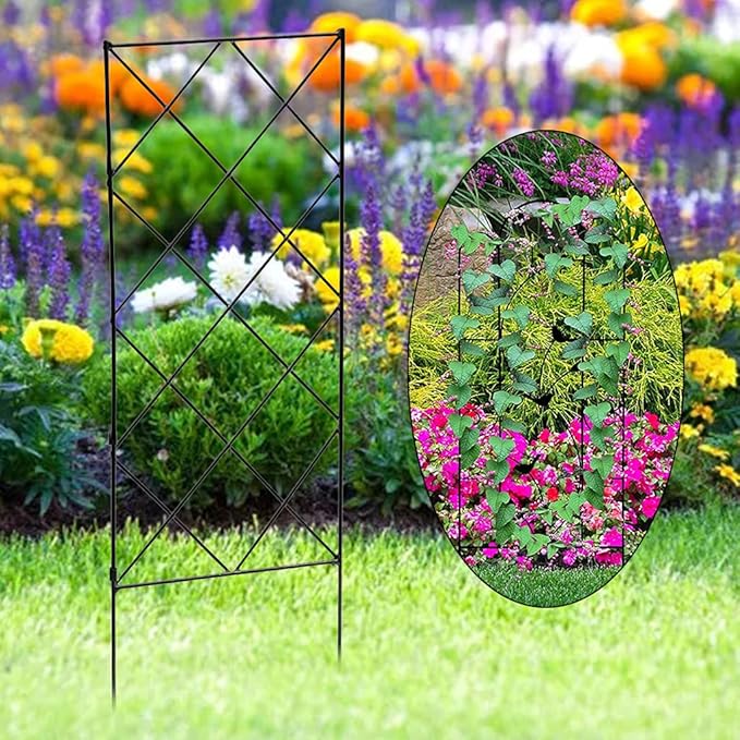 Wire Lattice Diamond Grid Climbing Trellis Garden Climbing Decorative Trellis Panels Fences Flower Support Frame Sturdy Plant Decor Home Gardening Supplies Climbing Frame