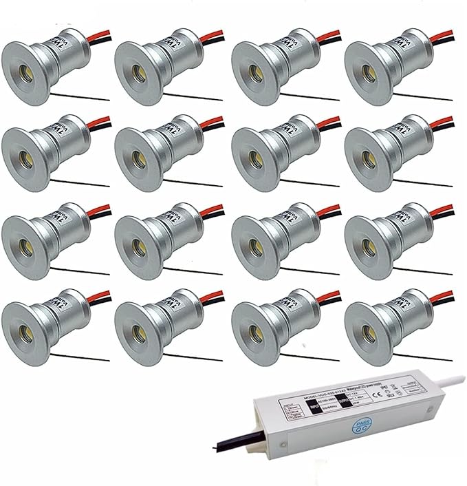 16PCS Outdoor LED Recessed Spotlight - Buried Garden Lamp 1W Mini 12V Ceiling Spotlight 15mm(Blue120 Degrees)