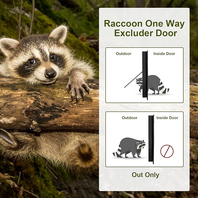 JINKEY Raccoon Excluder One Way Door Safe Removal Raccoons Trap Contactless Exclusion Device for AtticsUnder Decks &amp Chimneys Raccoon One Way Exclusion Door