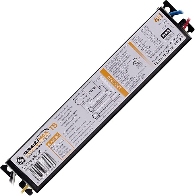 GE GE432MAX90-S60 73229 Fluorescent Bi-Level Dimming Ballast 4-Lamp F32T8/U 32W T8 120/277V
