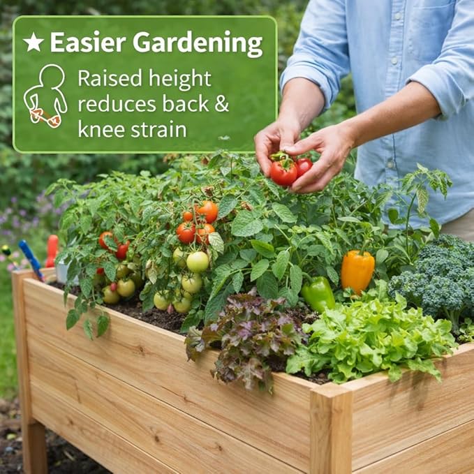 Tall Cedar Raised Garden Planter Box with Legs – Elevated Design for Comfortable Gardening Custom Sizes for Home Patio &amp Commercial Use (30 L x 16.5 W x 25 H)