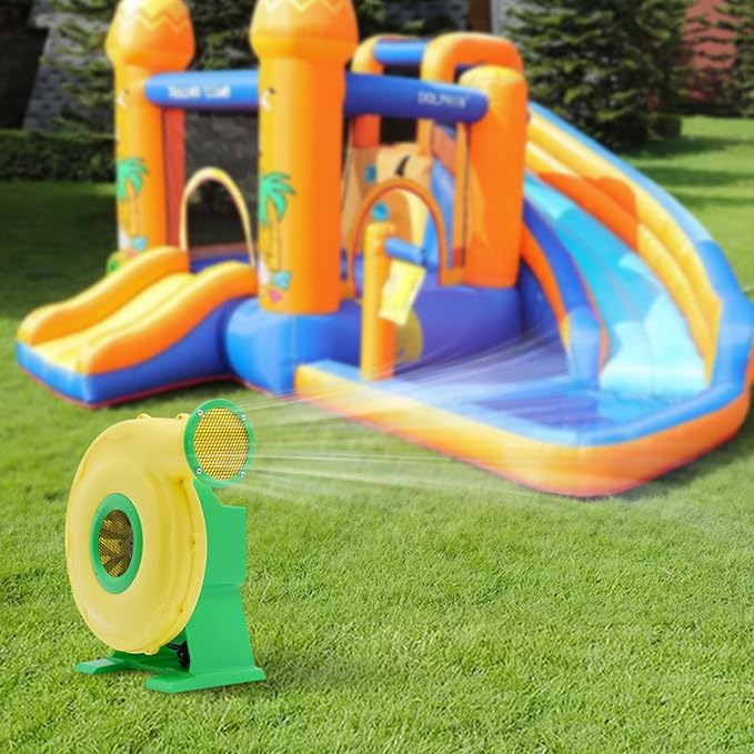 Air Blower Pump Fan 2150Pa Air Blower Jumping Bed Inflator Powerful Inflatable Bounce House Blower for Inflatable Water Slide Bouncy Castle Bounce House Speed 3250RPM 1118CFM Air Volume