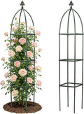 Lancisism 100% Metal Trellis for Climbing Plants Outdoor - Garden Metal Obelisk Trellis Vertical Plant Support for Climbing Vines &amp Flowers - Sturdy Steel Arch Trellis for Potted Plants Indoor Gre