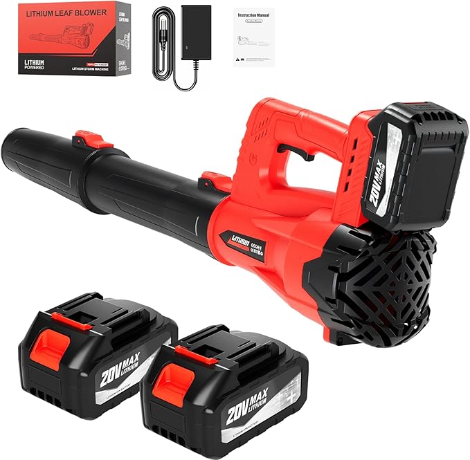 Leaf Blower Cordless Electric Brushless Leaf Blower with 2 * 4.0Ah Battery Powered Blowers for Lawn Care Blower with Extension Nozzle Battery Powered Blowers Leaf Cordless