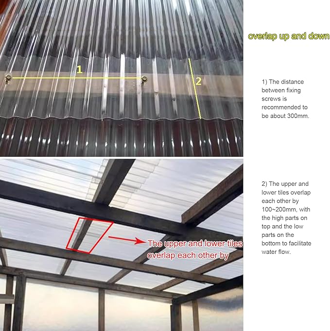 Corrugated Bitumen roof SheetInsulating Roofing Cladding1.2 Thick Clear Roofing PanelFRP Daylighting PanelsRain Awningfor Sunroom Carport GreenhouseCustomizable (35x79in)