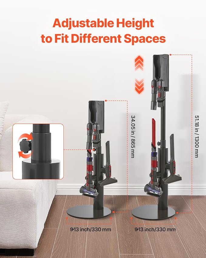 VEVOR Vacuum Stand Compatible With Dyson V7 V8 V10 V11 V12 V15 SV10 SV12 SV14 SV18 SV21 Upright Vacuum Cleaners &amp Accessories Stable Vacuum Stand Holder with 3 Clips and Adjustable Height