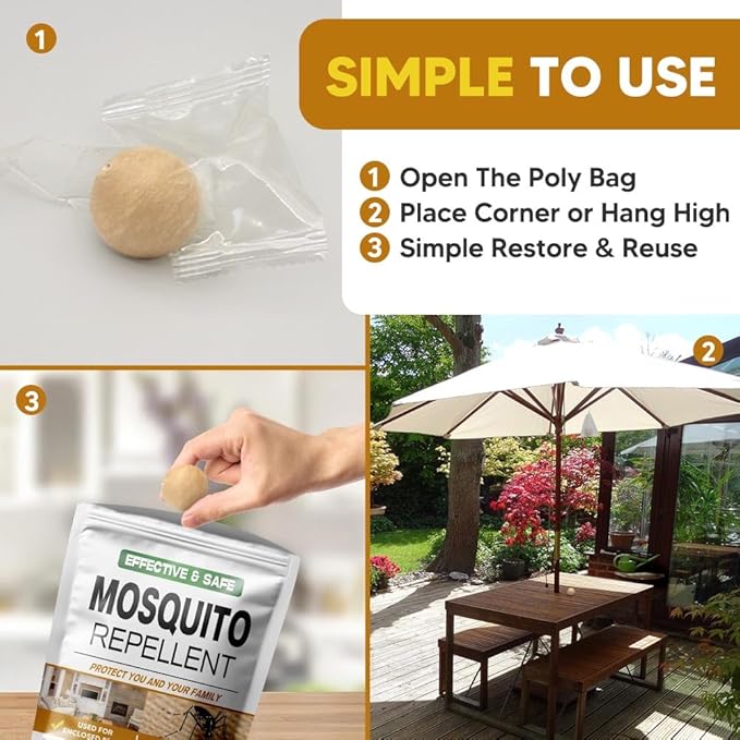 Mosquito Repellent Outdoor Patio Mosquito Repellent Balls Indoor Mosquitoes Deterrent for Yard Mosquito Control Keep Mosquito Away for Room/Porch/Camping Effective for 60 Days-12P