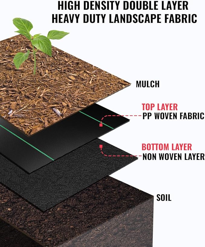 Premium 6 OZ Pro Garden Weed Barrier Landscape Fabric Heavy Duty 6‘ X 500‘ Weed Barrier Fabric Durable Lightweight Eco-Friendly and Easy to Install.