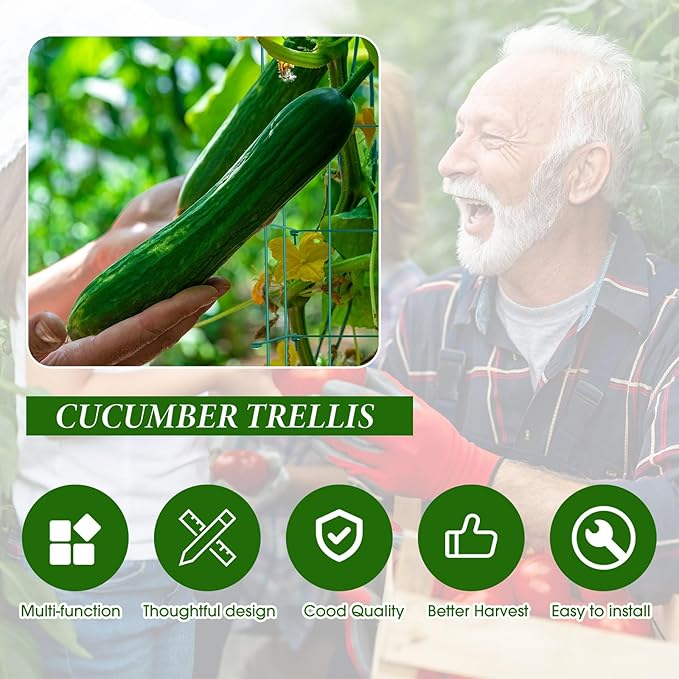 Dandat 8 Pack Green Expandable Garden Trellis for Climbing Plants Outdoor 11.9 W x 35.5 H Plant Support Large Sturdy Steel Pea Trellis for Cucumbers Peas Tomatoes and Other Vining Crops