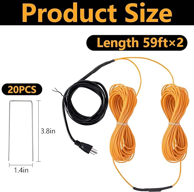 Adnee 118Ft Thermostatic Soil Heating CableRubber Heating Warming Cable with Thermostat and Ground StakesPlant Soil Heater Cable for Cold FrameGradenGreenhouse Seed Grow