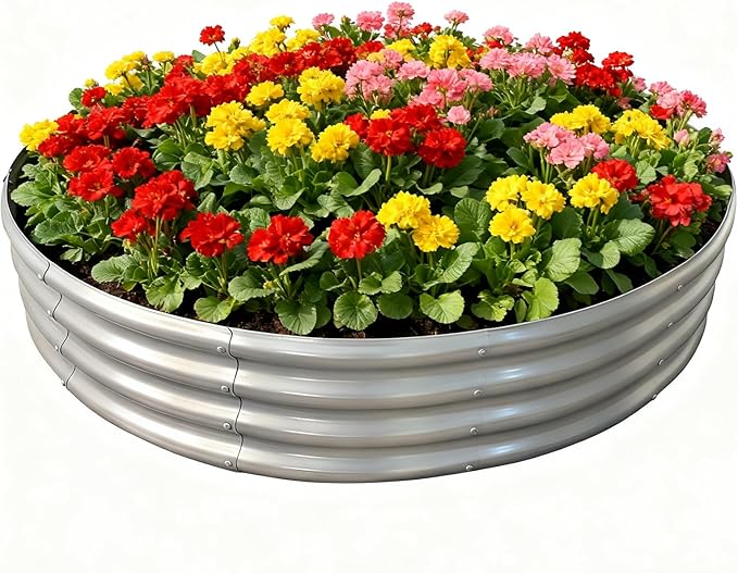 5FTx5FTx1FT Galvanized Raised Garden Bed Planter Raised Garden Beds Outdoor Round Raised Garden Beds for Gardening Vegetables