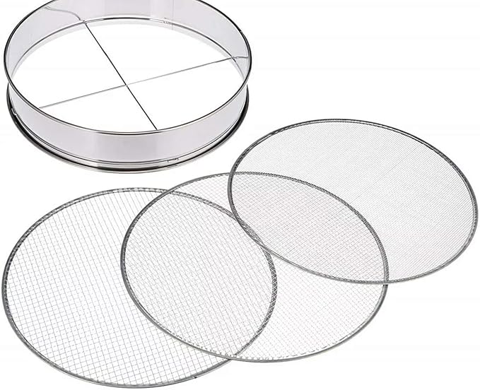 Stainless Bonsai Tool Soil Sieves Set with 3 Nets - 14.5x 14.5x 3 (X-1)