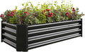 Donext Metal Raised Garden Bed Rectangle Raised Planter 4×2×1ft for Flowers Plants Vegetables Herb Veezyo Black