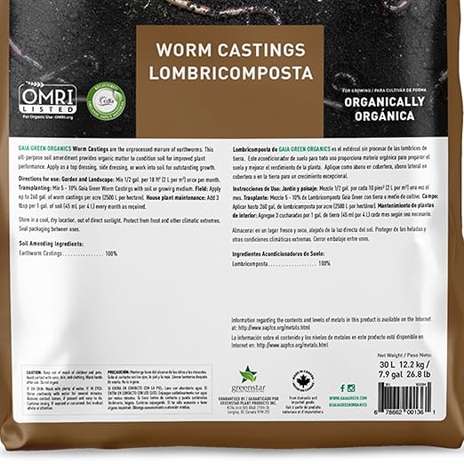 GAIA GREEN 30L Worm Castings Powder Soil &amp Plant Fertilizer for Urban Gardens &amp Lawns