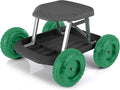Pure Garden Rolling Garden Seat with Storage 200 lb Capacity Smooth Wheels Black and Green