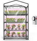 Indoor Greenhouse with Grow Light 4-Tier Plant Shelf with T5 1.6FT 32W Full Spectrum LED Grow Light for Seed Starting Succulent Settable Timer Socket 39 L x 19 W x 64 H
