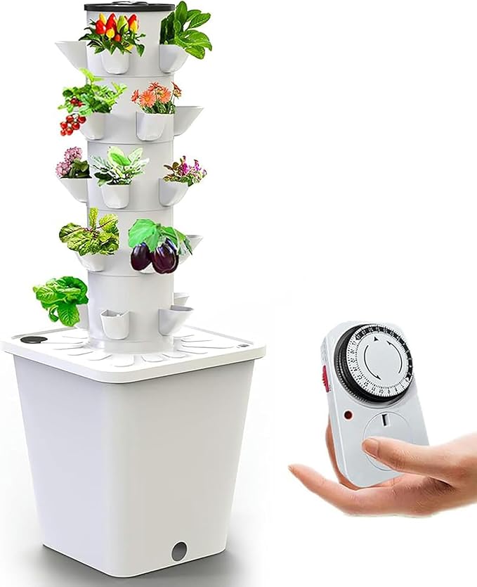 System of Hydroponic Culture of 30 Capsules of Vertical Garden Hydroponic Tower Intelligent Aerosony Culture Kit for Interiors with Moisturizing Pump Adapter Network P