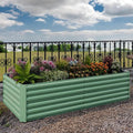 IDEAHOUSE 1-Pc Outdoor Metal Raised Garden Bed Deep Root Planter Box w/ 350 Gallon Capacity for Vegetables Herbs Flowers Succulents Green