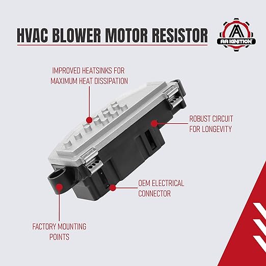 Front HVAC Blower Motor Resistor Replacement by AA Ignition - Fits Chrysler Dodge and Jeep Vehicles - 2014-2023 300 Challenger Charger Durango Grand Cherokee - Replaces 68224171AA 984-498