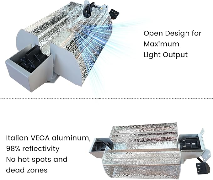 Raylux Grow Light System Kits with Controller Port1000 Watt DE Double Ended HIDOpen Style Reflector with 220V Digital Dimmable Ballast - Bulb Not Included