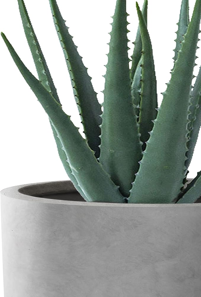 Kante 13119 Dia Natural Concrete Round Planters (Set of 3) Outdoor Indoor Modern Planter Pots Lightweight Weather Resistant Seamless with Drainage Hole