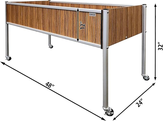 Foreman Raised Garden Bed on Wheels – Weather-Resistant Raised Garden Bed (48 x 24 x 32) with Drainage Ideal Raised Garden Bed for Vegetables &amp Flowers – 300 lb Capacity Zebrano Wood Grain