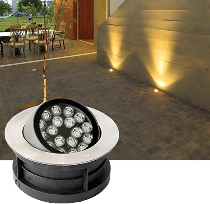 IP67 Waterproof LED Beam Spotlight Adjustable Ground Recessed Landscape Light Stainless Steel Outdoor Garden Lamp (Green 18W 24V) (Blue 18W 24V)