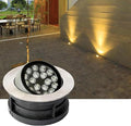 LED Beam Spotlight IP67 Waterproof Adjustable Angle 18W Landscape Buried Floor Light Recessed Stainless Steel Garden Lamp (Green 24V)