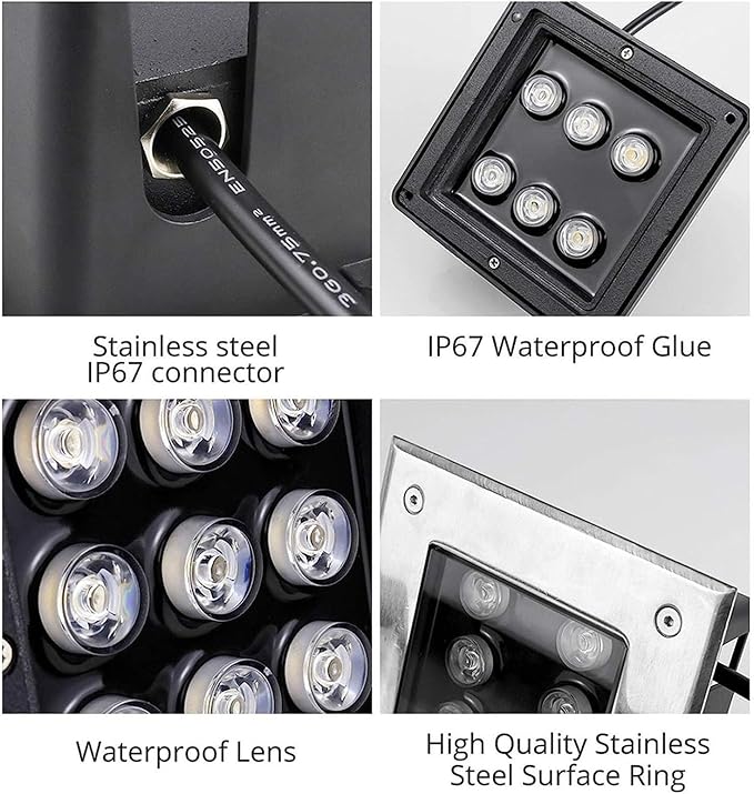 Outdoor LED Landscape Lamp Recessed Buried Lights IP67 Waterproof Square Garden LED Spotlight 12V Low Pressure Stainless Steel LED Well Light For Lawn Deck Driveway Villa Illuminate(Warm white24