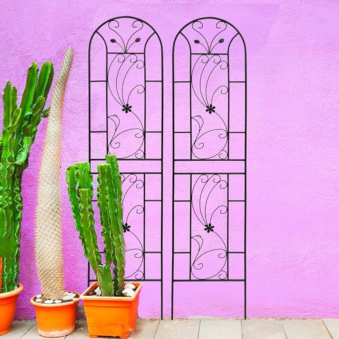 Sturdy Metal Garden Trellis for Climbing Plants – Rust-Resistant Outdoor Flower Support with Elegant Peacock Design (2 Pack)