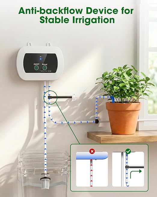 Automatic Watering System for Potted Plants[Wi-Fi &amp App Control] Smart Plant Watering Devices for Indoor Outdoor Automatic Drip Irrigation System Device Kit-USB ChargingWater 10 Plants