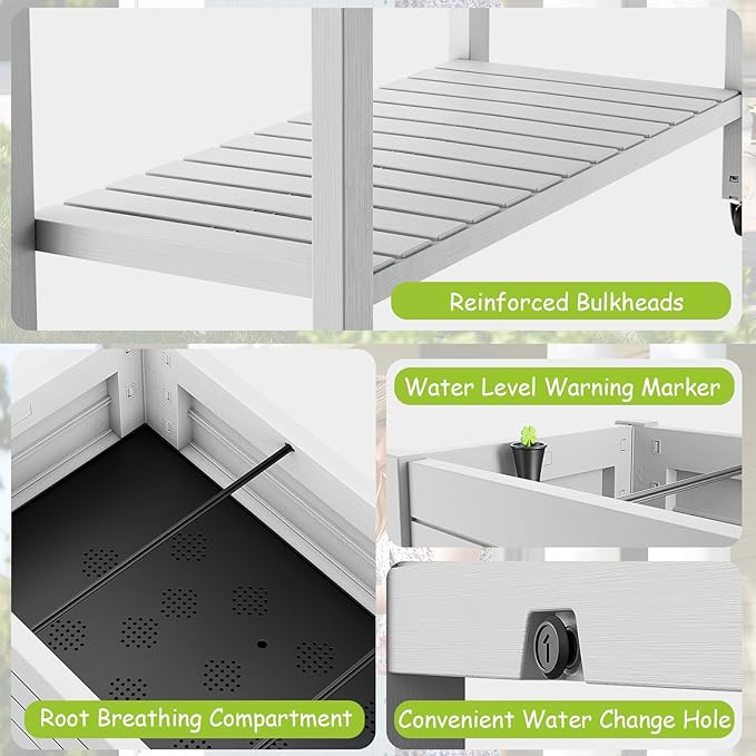 2.8' Height Elevated Raised Garden Bed Outdoor with Wheels Easy Assembly Resin Planter Box for Vegetables/Herb/Fruits Best Choice for Backyard Patio Balcony (Ashen) 2pc