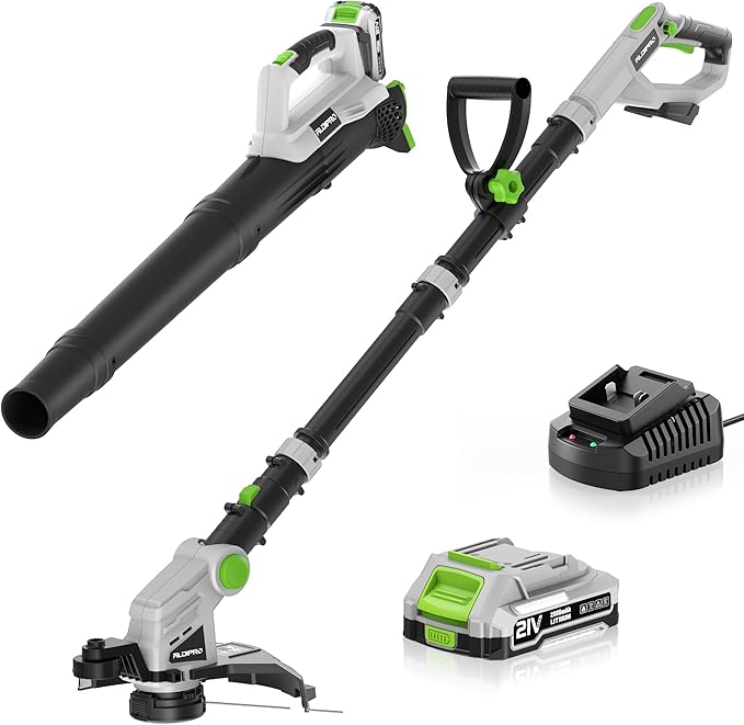 Cordless String Trimmer and Leaf Blower Combo with 2.0Ah Battery &amp Fast Charger Ultra-Lightweight Blower 400CFM/130MPH and 12 Auto-Feed Weed Eater for Seniors/Women Garden Lawn Care
