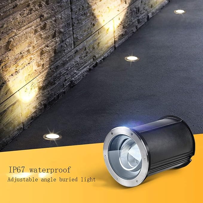 YANYO Recessed Outdoor Floor Spotlights - Floor Landscape Lights Garden Adjustable Angle LED Buried Lights 85-110V Spotlights IP67 Waterproof Well Lights Outdoor Landscape Lighting for Step (Color